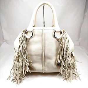 Tod’s Cream Leather Fringe Handbag